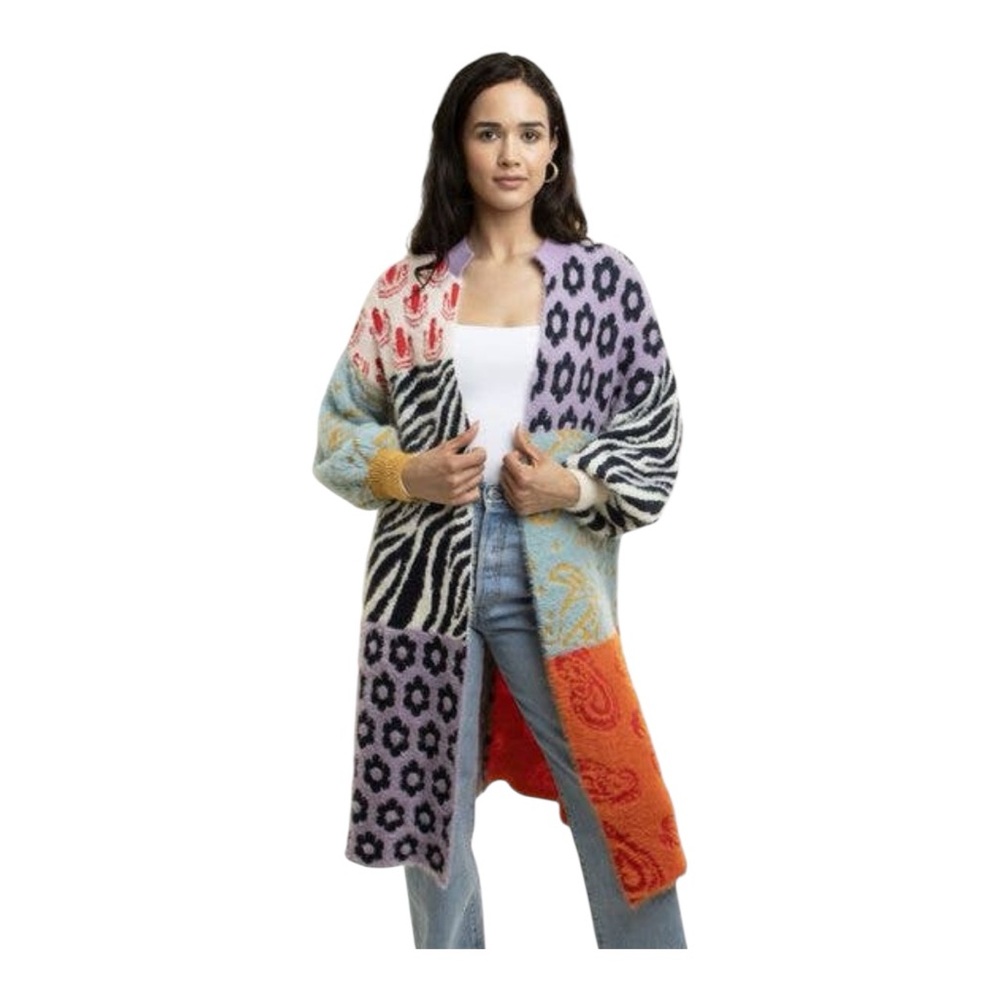 Soft Multi Pattern Cardigan Sweater